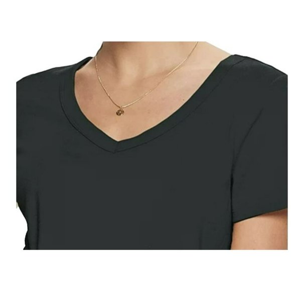 Black V-Neck T-Shirt Juniors Size Small Luxe Top Super Soft Drape JJ2057 - Picture 2 of 3